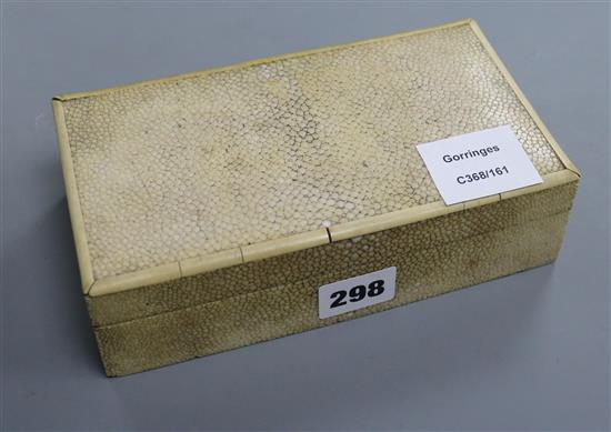A shagreen and ivory mounted cigarette box